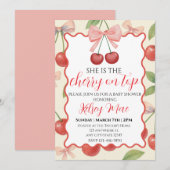 Zij Is De Kers Op De Priks Invitatie Kaart (Voorkant / Achterkant)
