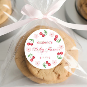 Zij is de kers op het Baby shower Ronde Sticker
