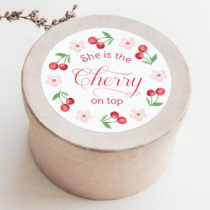Zij is de kers op het Baby shower Ronde Sticker