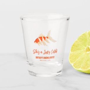 Zij Is Een Gelukkige Vang Koi Vis Blauwe Bachelore Shot Glas