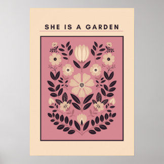 Zij Is een Tuin – Botanische Muurkunst (Blush) Poster