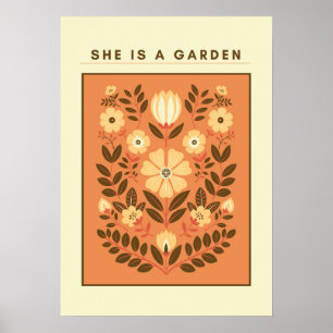 Zij is een tuin – Botanische muurkunst (Terracotta Poster