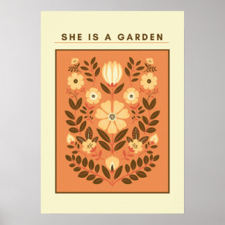 Zij is een tuin – Botanische muurkunst (Terracotta Poster