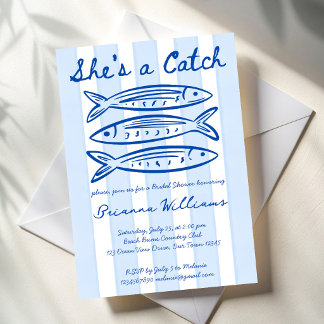 Zij is een vangst sardines vis bruidsdouche kaart
