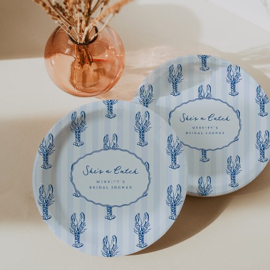 Zij is een vangst | Summer Lobster Bruidsdouche Papieren Bordje