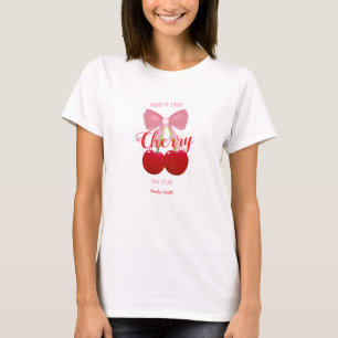 Zij Is Het Kersje Op De Taart Roze Rood Bruidsmeis T-shirt