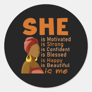 Zij is mij sterk opgeleide zwarte geschiedenis maa ronde sticker