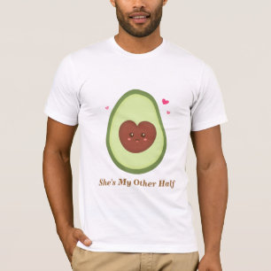 Zij is mijn andere helft, schattige avocado t-shirt