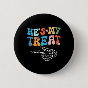 Zij Is Mijn Truc Hij Is Mijn Snoep Halloween Koppe Ronde Button 5,7 Cm