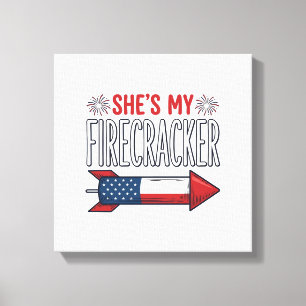 Zij is mijn vuurwerk Patriottisch koppelontwerp_1 Canvas Afdruk