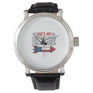 Zij is mijn vuurwerk Patriottisch koppelontwerp_1 Horloge