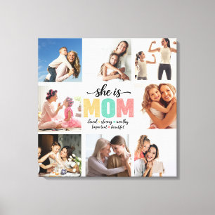 Zij is Moeder Foto Collage Canvasprint Uitgerekte Canvas Afdruk