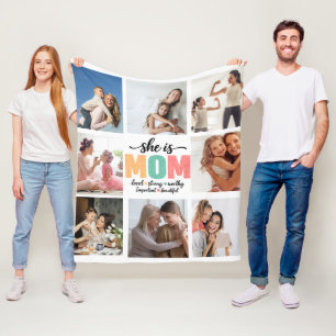 Zij is Moeder Foto Collage Dekbed Fleece Deken