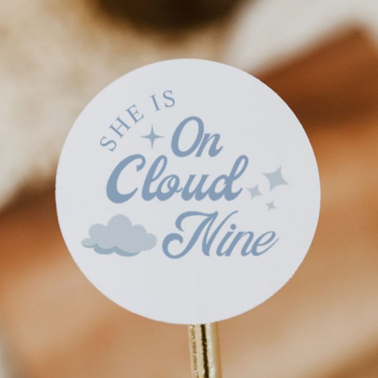 Zij Is Op Cloud 9 Bruidsfeest Favoren Ronde Sticker