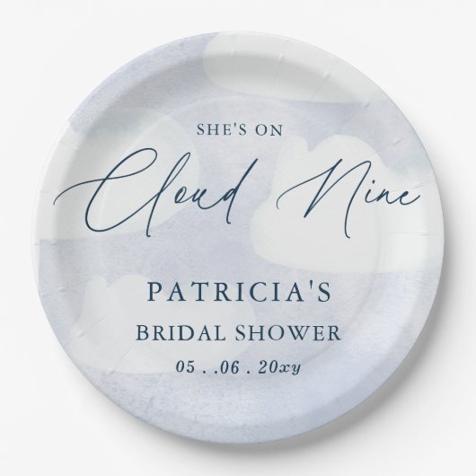Zij is op Wolk Nine Bruidsfeest Papieren Bordje (Voorkant)