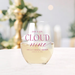 Zij Is Op Wolken Pink Bruidsmeisje Tapijt Wijnglas Zonder Voet