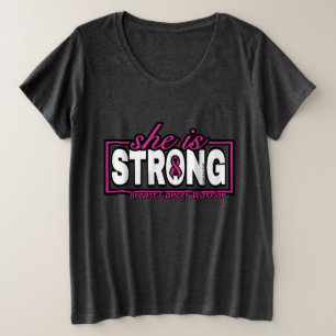 Zij is STERK...Borstkanker Grote Maat T-shirt