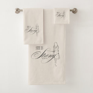 Zij is Sterk Spreuken 31:25 Bad Handdoek