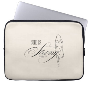 Zij is Sterk Spreuken 31:25 Laptop Sleeve