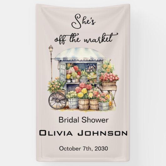 Zij is van de markt af French style Bruidsdouche Spandoek (Verticaal)