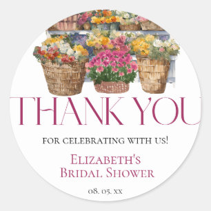 Zij is van de markt Bloemenwinkel Bedankt Ronde Sticker