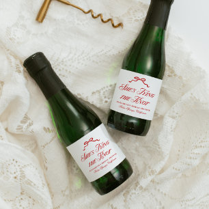 Zij Knoop De Knoop Rode Elegante Met De Hand Getek Sparkling Wijnetiket