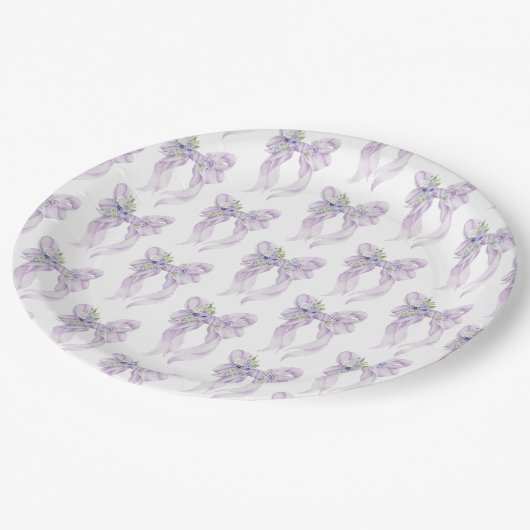 Zij Knoopt de Knoop Bruidsfeest Lilac Boog Papieren Bordje (Gekanteld)
