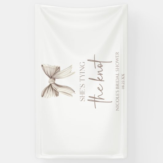 Zij Knoopt De Knoop Witte Boog Bruidsdouche Spandoek (Verticaal)