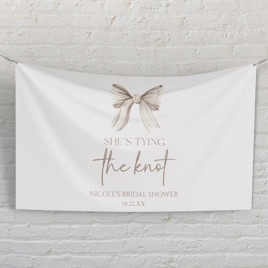 Zij Knoopt De Knoop Witte Boog Bruidsdouche Spandoek