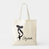 Zij Krijgt de Knoop Zwart Strik Bruidsmeisje Tote Bag (Achterkant)