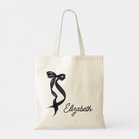 Zij Krijgt de Knoop Zwart Strik Bruidsmeisje Tote Bag (Achterkant)
