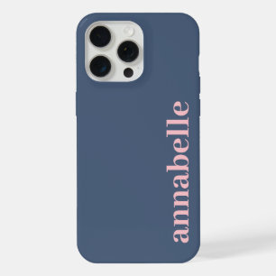 Zij Monogram Naam Blauw & Roze Minimalistisch iPhone 15 Pro Max Hoesje