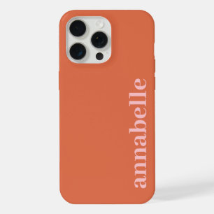 Zij Monogram Naam Roze & Rood Minimalistisch iPhone 15 Pro Max Hoesje