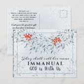 Zij noemen zijn naam Immanuel, met Kerstmis Briefkaart (Voorkant / Achterkant)