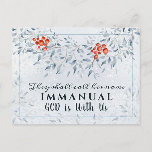 Zij noemen zijn naam Immanuel, met Kerstmis Briefkaart (Voorkant)