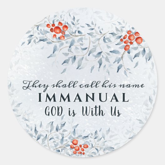 Zij noemen zijn naam Immanuel, met Kerstmis Ronde Sticker (Voorkant)