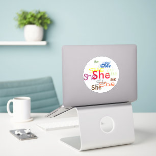 Zij of eigen voornaamwoord overal sticker