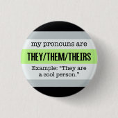 Zij/Them Pronouns - Agender Flag Ronde Button 3,2 Cm (Voorkant)