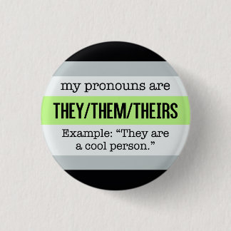 Zij/Them Pronouns - Agender Flag Ronde Button 3,2 Cm