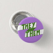 Zij Them Pronouns Button Genderqueer (Voorkant /achterkant)