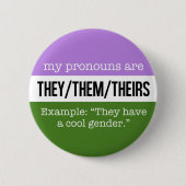 Zij/Them Pronouns - Genderqueer Flag Ronde Button 5,7 Cm (Voorkant)