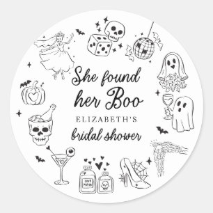 Zij Vond Haar Boo Geest Bloemige Bruids Shower Ronde Sticker