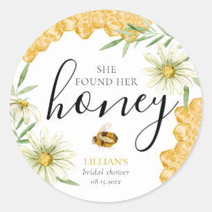 Zij Vond Haar Honing Bij Daisy Bloemachtige Bruids Ronde Sticker