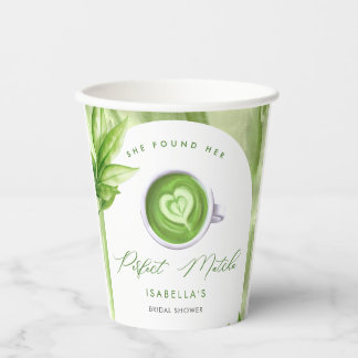 Zij vond haar perfecte Matcha Elegante Bruidsdiner Papieren Bekers