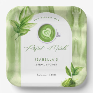 Zij vond haar perfecte Matcha Elegante Bruidsdouch Papieren Bordje