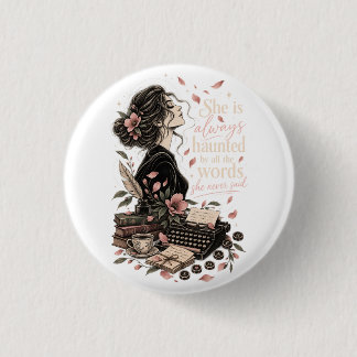 Zij wordt altijd achtervolgd Vintage Schrijver Don Ronde Button 3,2 Cm