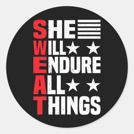 Zij zal alles verdragen 1 ronde sticker (Voorkant)
