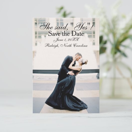 Zij zei "Ja" - 3x5 Save the Date Aankondiging (Staand voorkant)