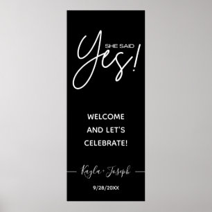 Zij zei Ja banner zwart Verloving welkom Poster