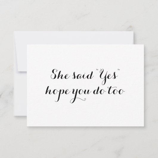 Zij zei "Ja" Trouw RSVP Kaart (Achterkant)